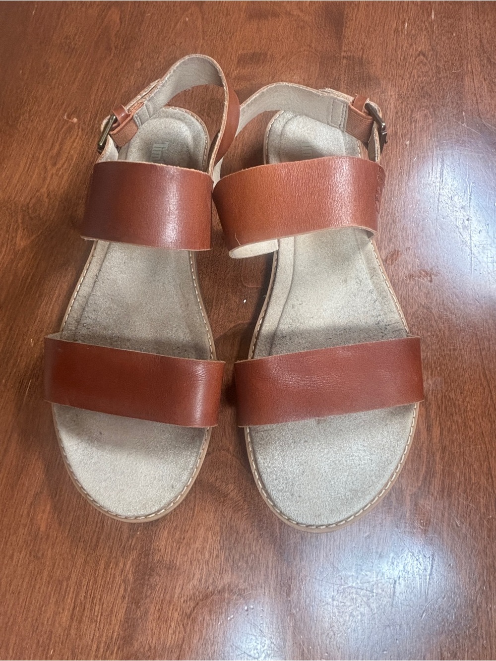 Timberland Tan Leather Double-Strap Slingback Sandals